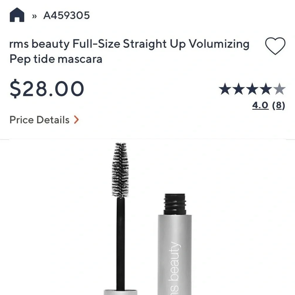 rms beauty Full-Size Straight Up Volumizing Pep tide mascara // unopened